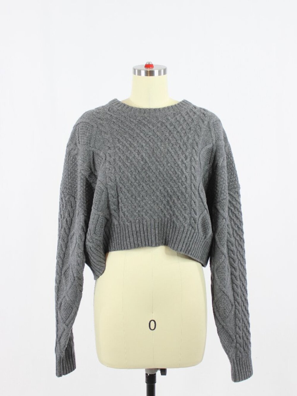 Aritzia SUNDAY BEST Peggy Wool Blend Cable Knit Cropped Crew Sweater, Size M